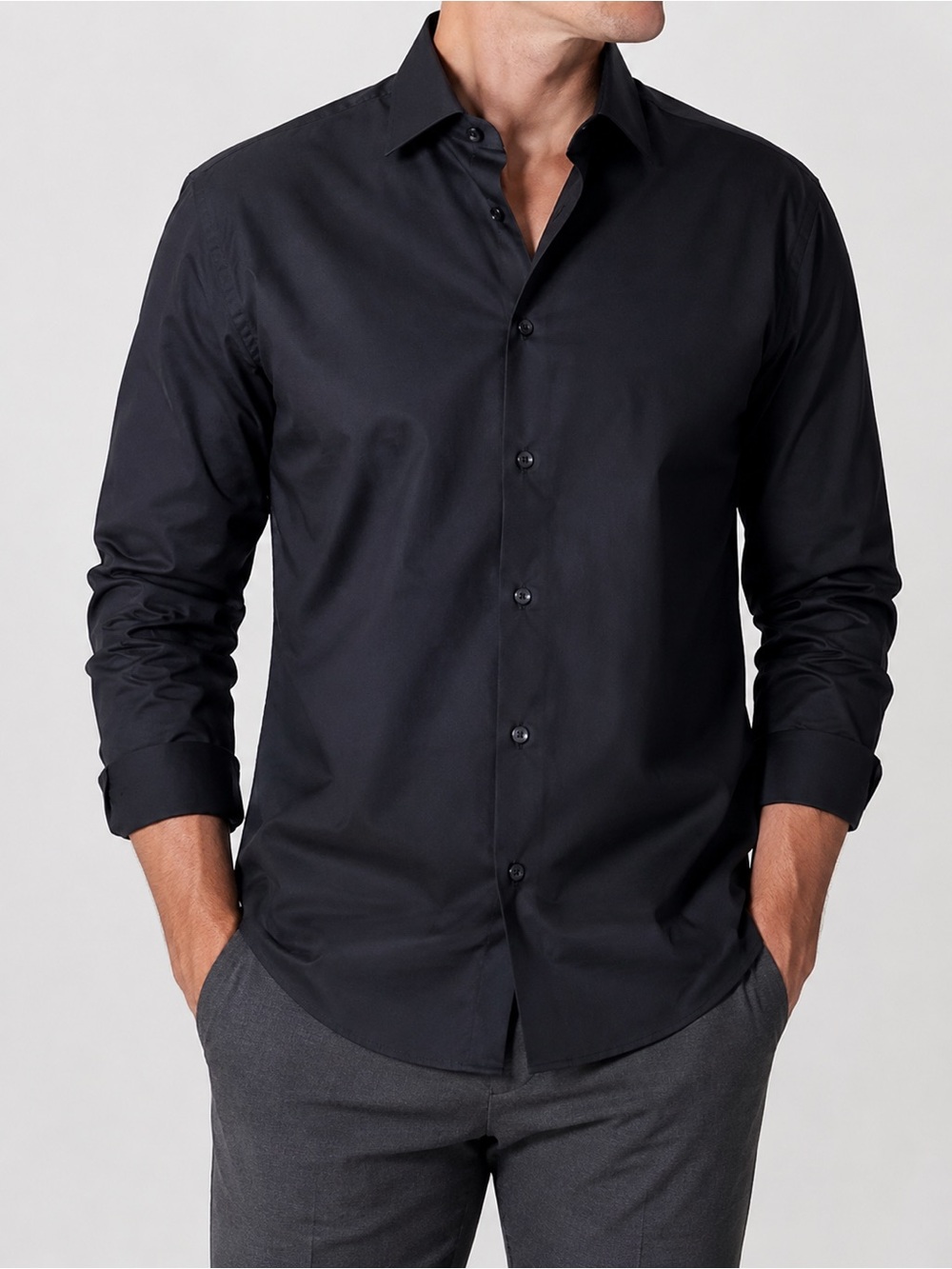 Lucky Brand Slim Fit Stretch Black Button Down Dress Shirt NWT Men’s Medium